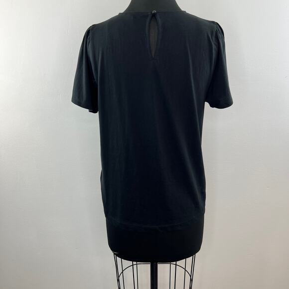 J. Crew Puff Sleeve T-Shirt in Black AB705 Classic Tee Keyhole Back Cotton S - Picture 5 of 8